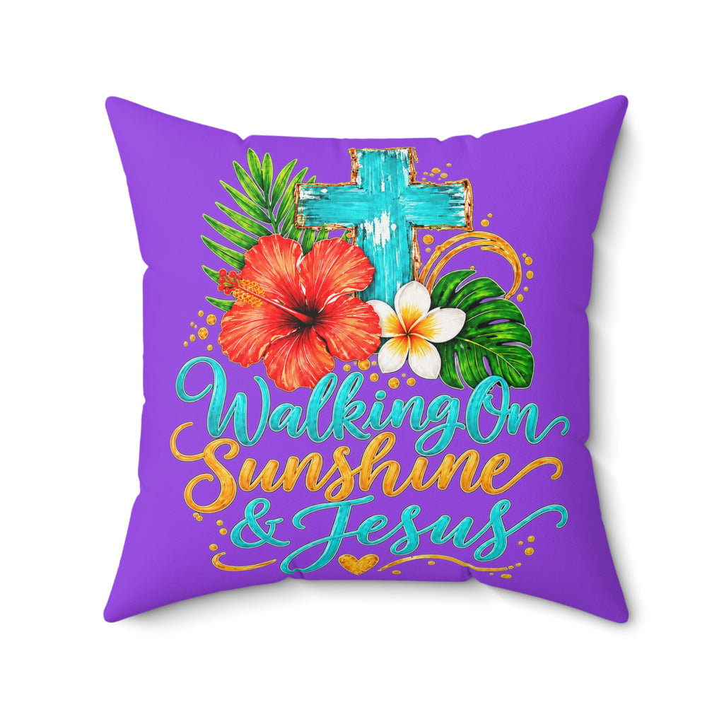 Walking on Sunshine Faux Suede Square Pillow