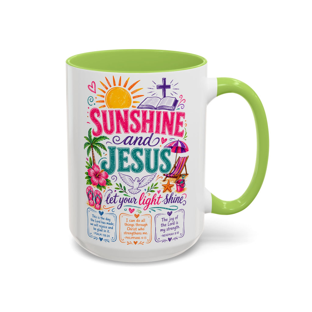 Sunshine and Jesus Coffee Mug — Faith-Inspired Beach Vibe Accent Mug (11/15oz)
