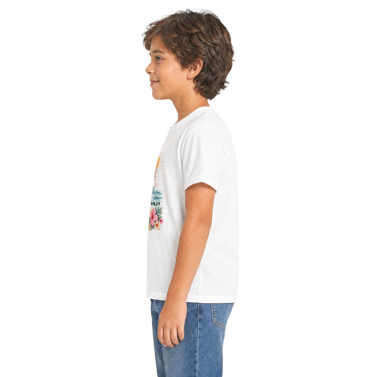 Kids Tee — "Walking in Sunshine" Floral Palm Beach Christian T‑Shirt (Psalm 118:24)