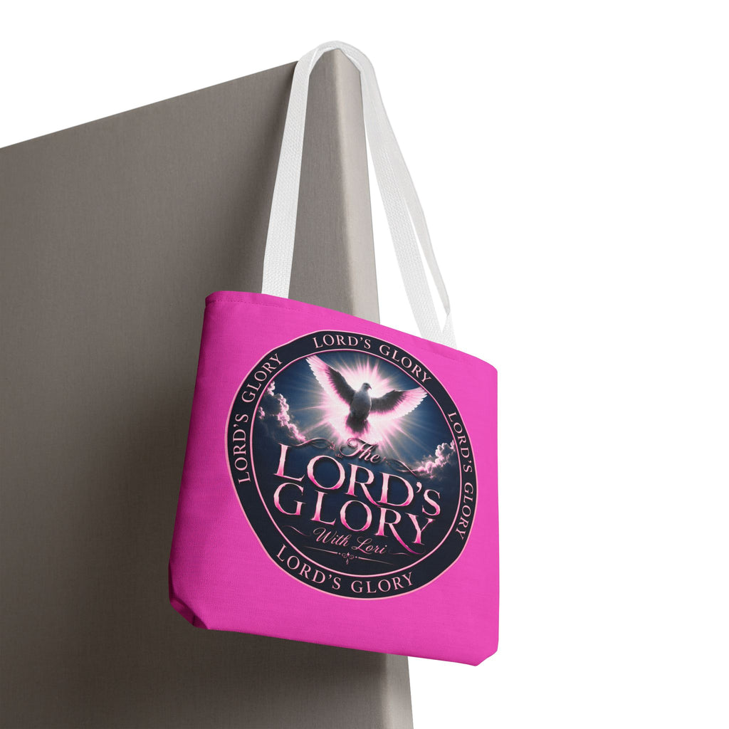 Religious Tote Bag - "The Lord's Glory with Lori" Pink All-Over-Print Christian Tote