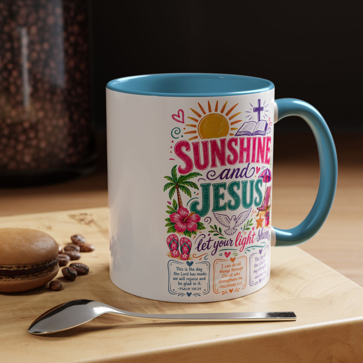 Sunshine and Jesus Coffee Mug — Faith-Inspired Beach Vibe Accent Mug (11/15oz)