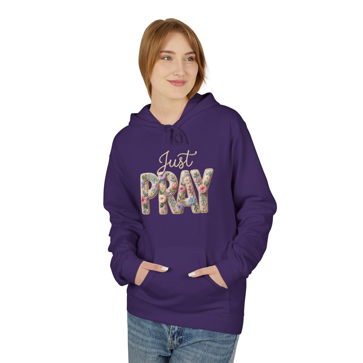Just Pray floral letters Hoodie | Faith Christian sweatshirt design