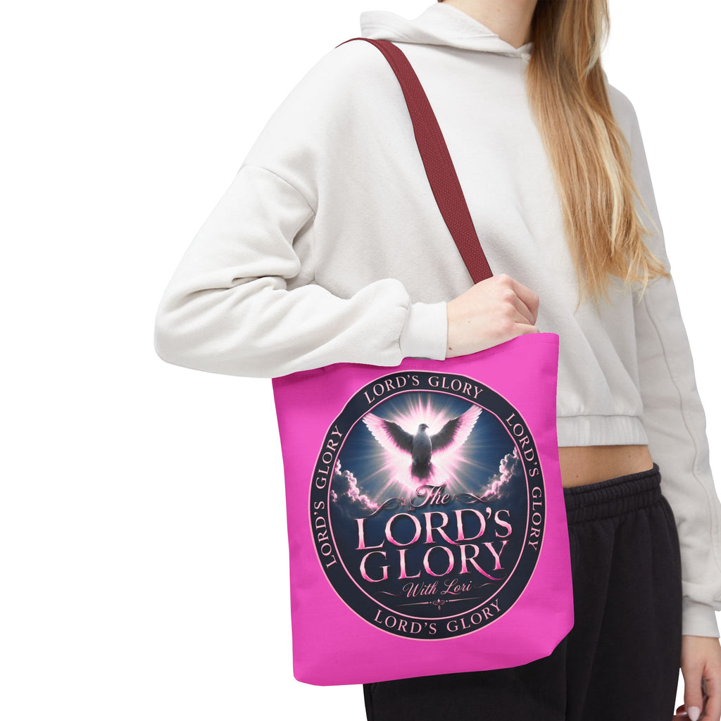 Religious Tote Bag - "The Lord's Glory with Lori" Pink All-Over-Print Christian Tote