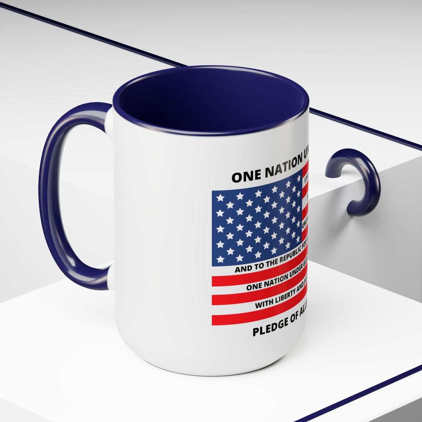 Pledge of Allegiance One Nation under GOD! Two-Tone Coffee Mugs, 15oz