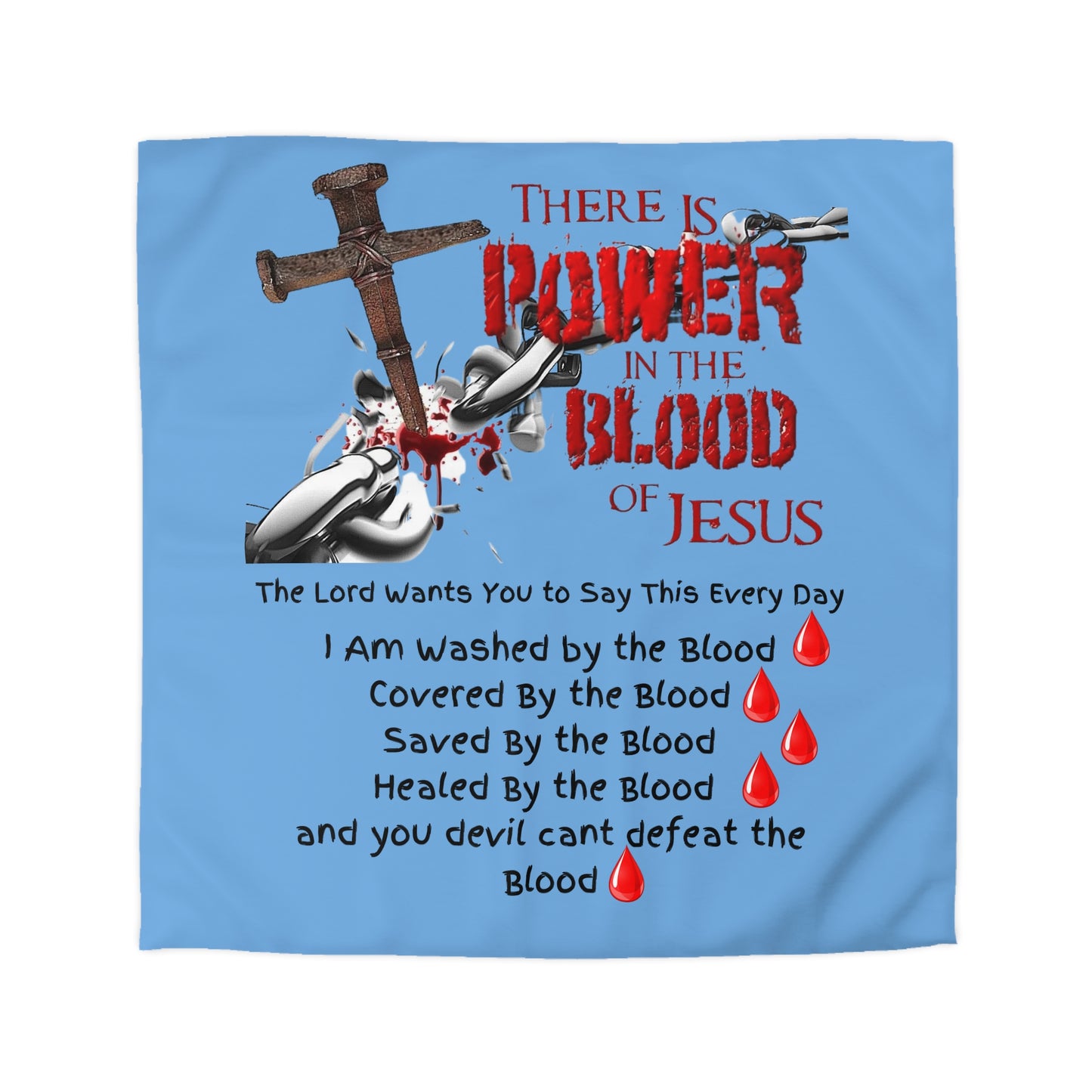 The Power of the Blood of Jesus - Microfiber Duvet Cover Indigo Blue