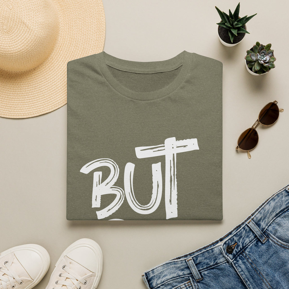 But GOD - Mens and Womans  Softstyle T-Shirt