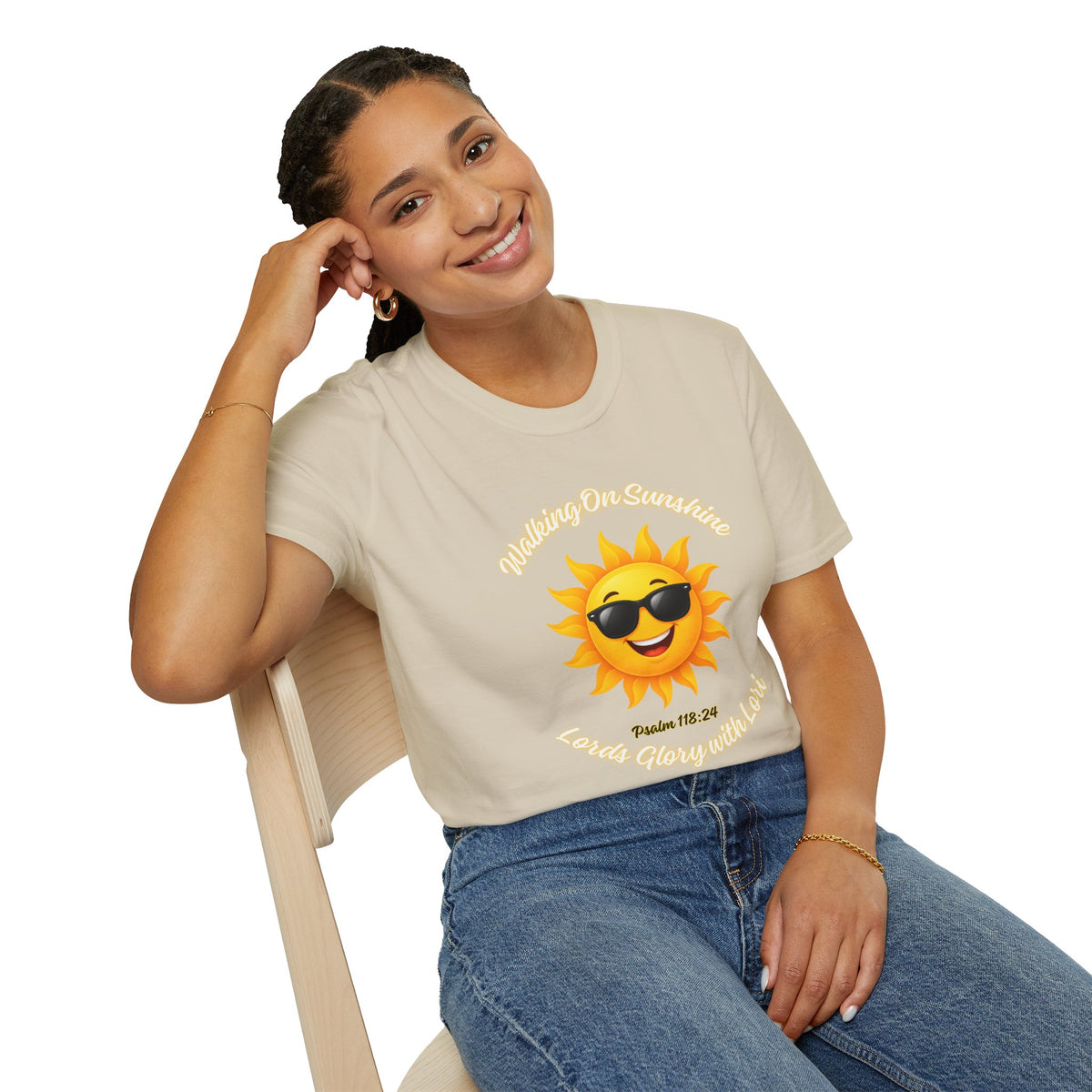 Sunshine Smiles T-Shirt — Sunglasses Sun with Psalm 118:24 Inspirational Tee