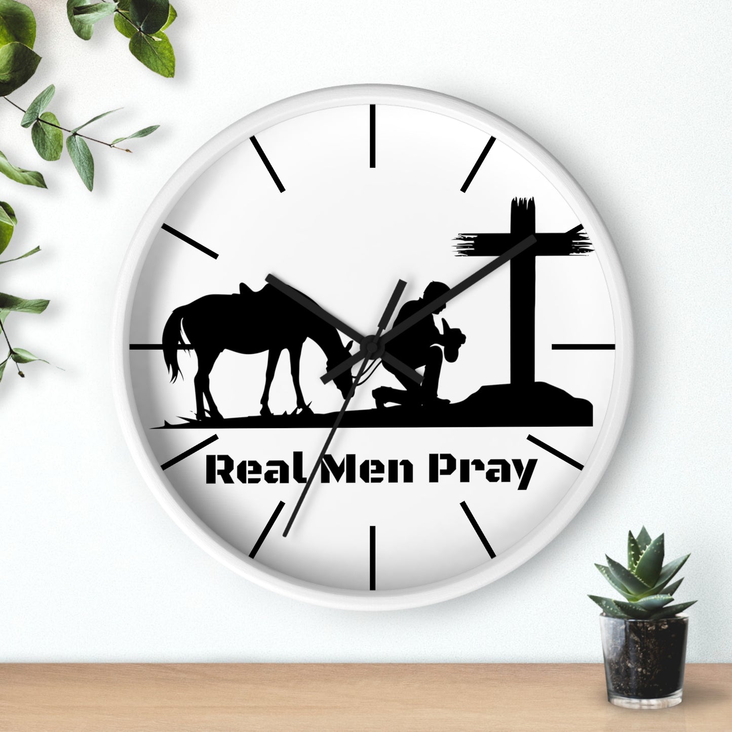 Real Men Pray Cowboys Wall clock