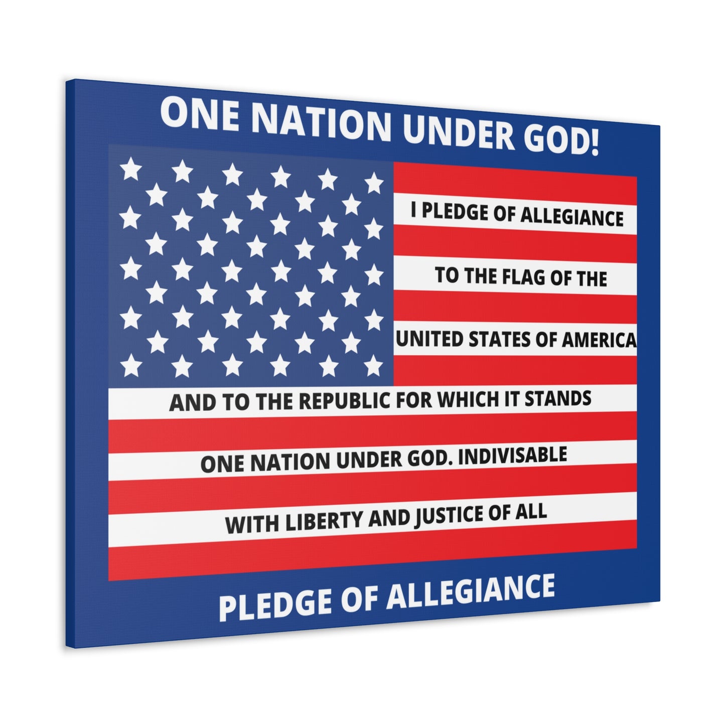 One Nation Under GOD Pledge of Allegiance Canvas Gallery Wraps