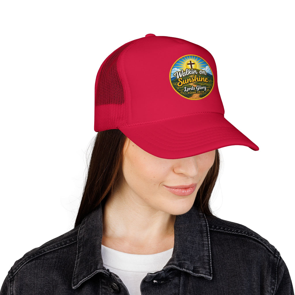 Walkin' on Sunshine Trucker Hat — 'Lord's Glory with Lori' Christian Mesh Cap
