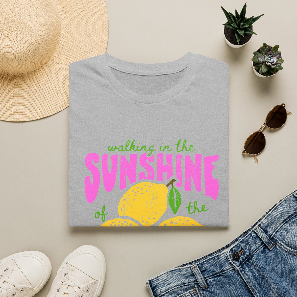 Walking on the Sunshine of the Lord T‑Shirt — Bright Lemon Faith Tee