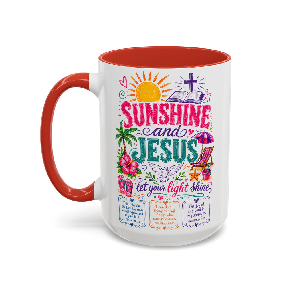 Sunshine and Jesus Coffee Mug — Faith-Inspired Beach Vibe Accent Mug (11/15oz)