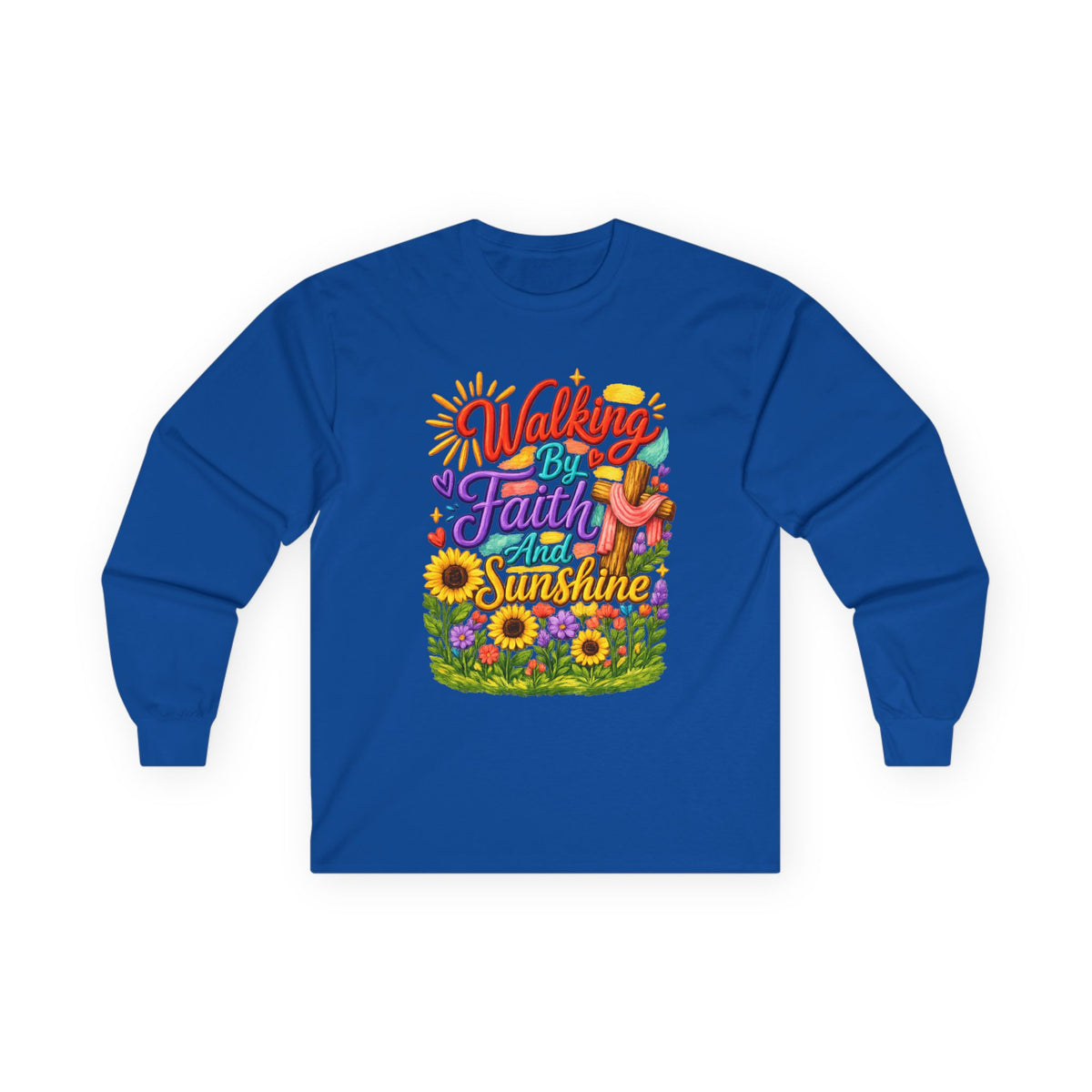 “Walking on Faith and Sunshine” Floral Long Sleeve Tee