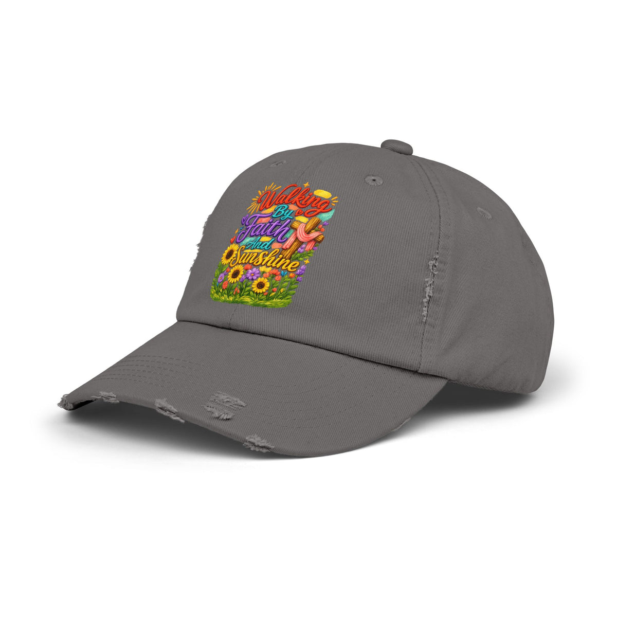 Walking by Faith and Sunshine Distressed Baseball Cap