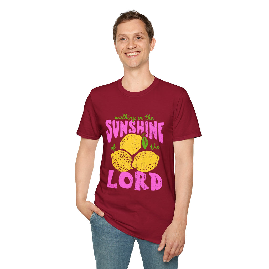 Walking on the Sunshine of the Lord T‑Shirt — Bright Lemon Faith Tee