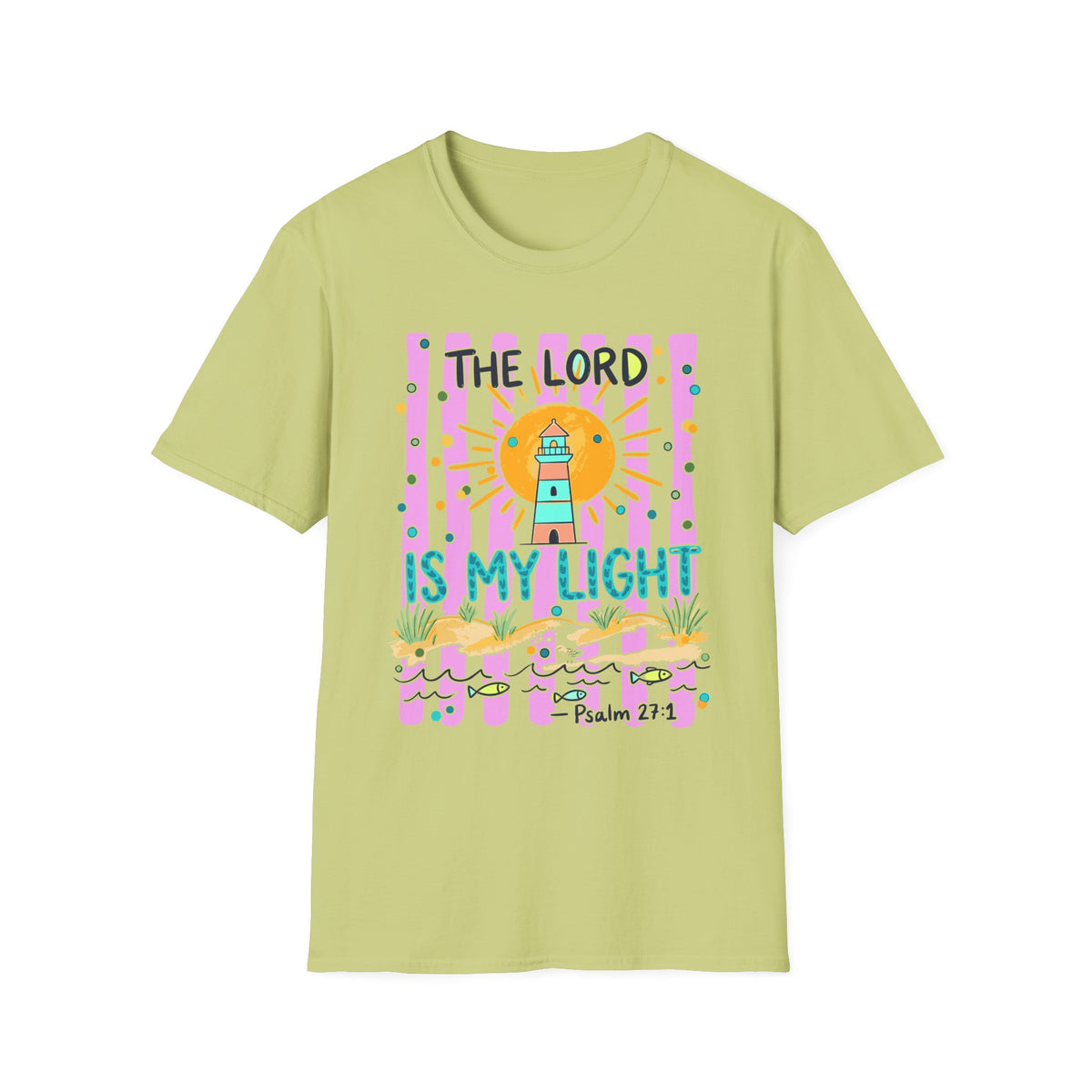 The Lord Is My Light Lighthouse Christian T-Shirt — Psalm 27:1  Inspirational Tee
