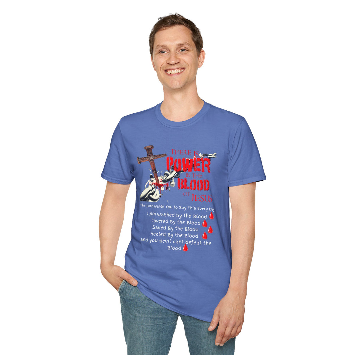 There's Power in the Blood of Jesus T-Shirt — Christian Cross Faith Shirt (Washed by the Blood)