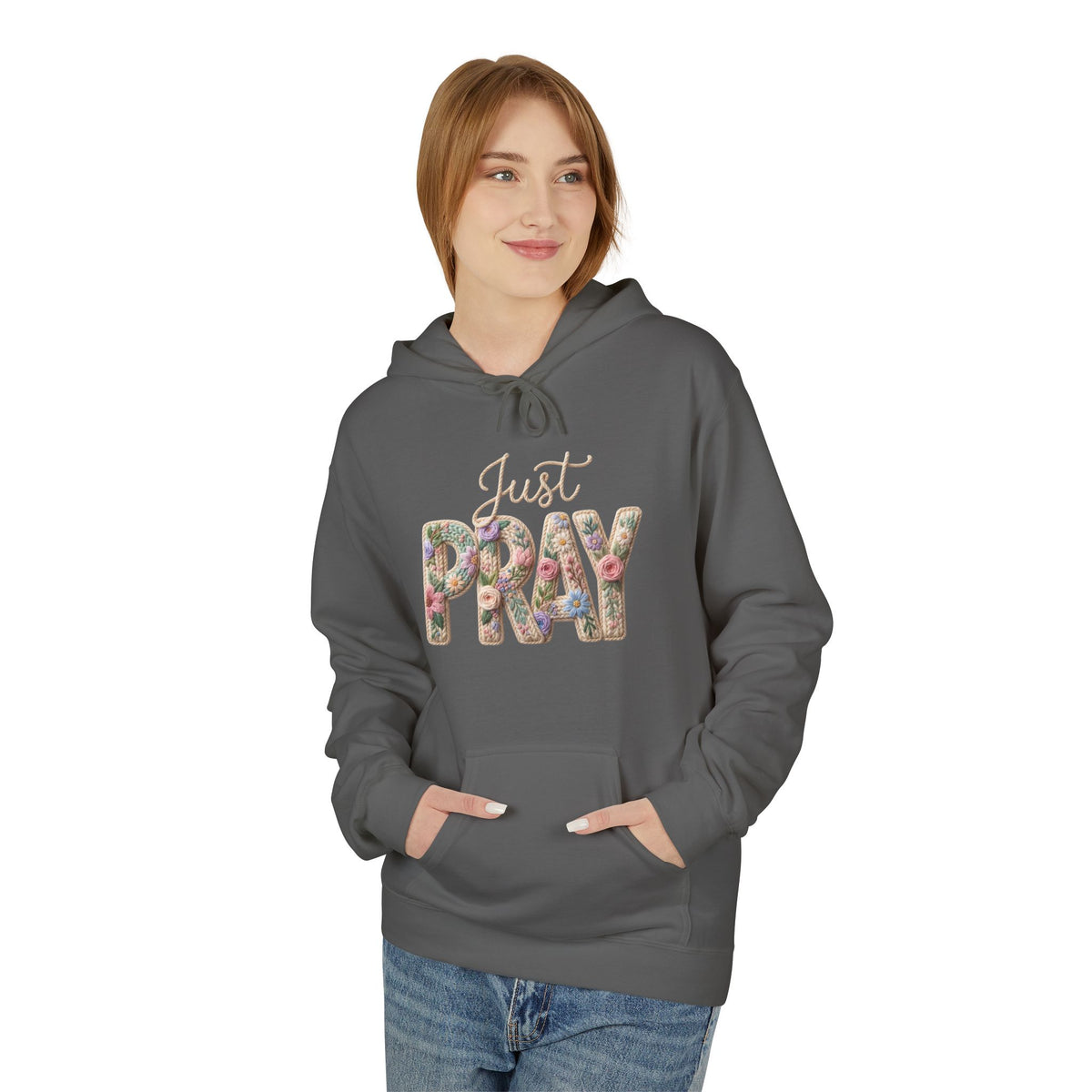 Just Pray floral letters Hoodie | Faith Christian sweatshirt design
