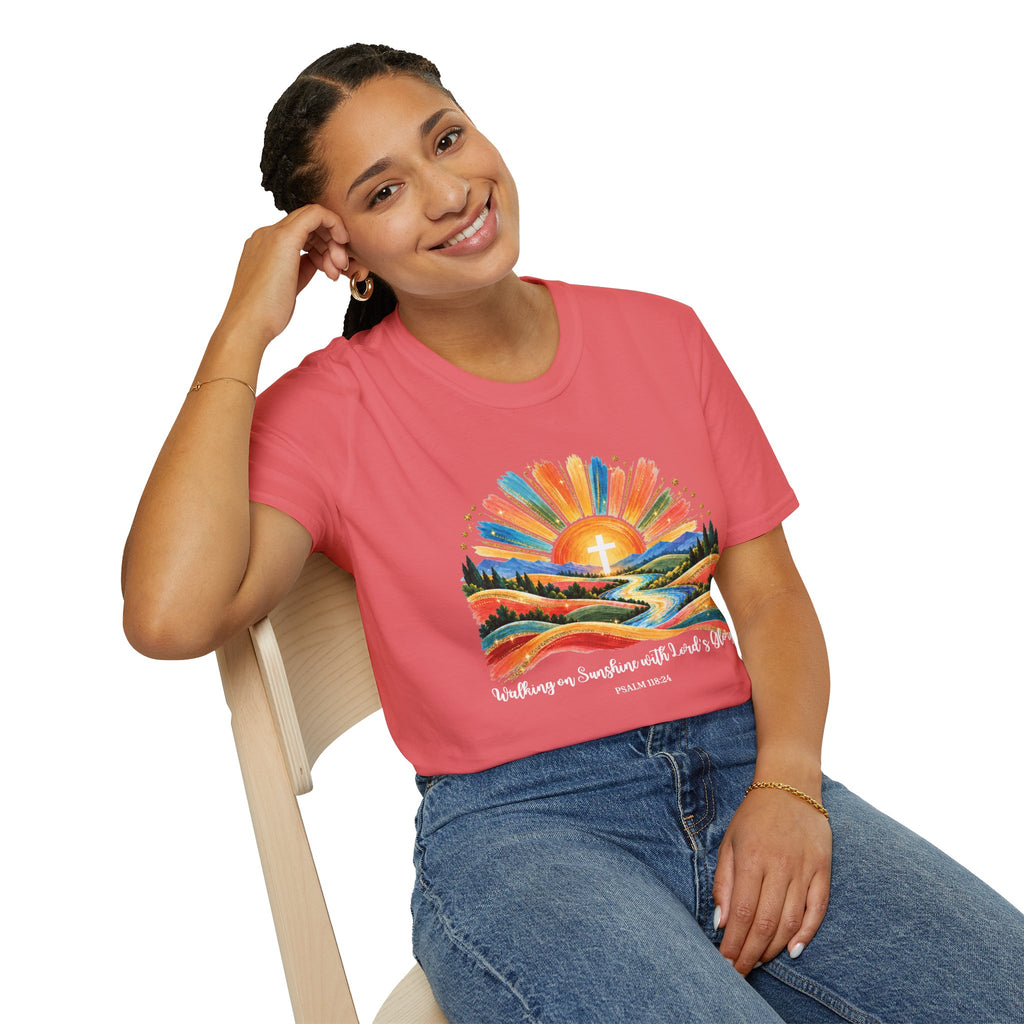 Walking On Sunshine with Lords Glory - with Lori Faith and Hope Christian Sunrise T-Shirt