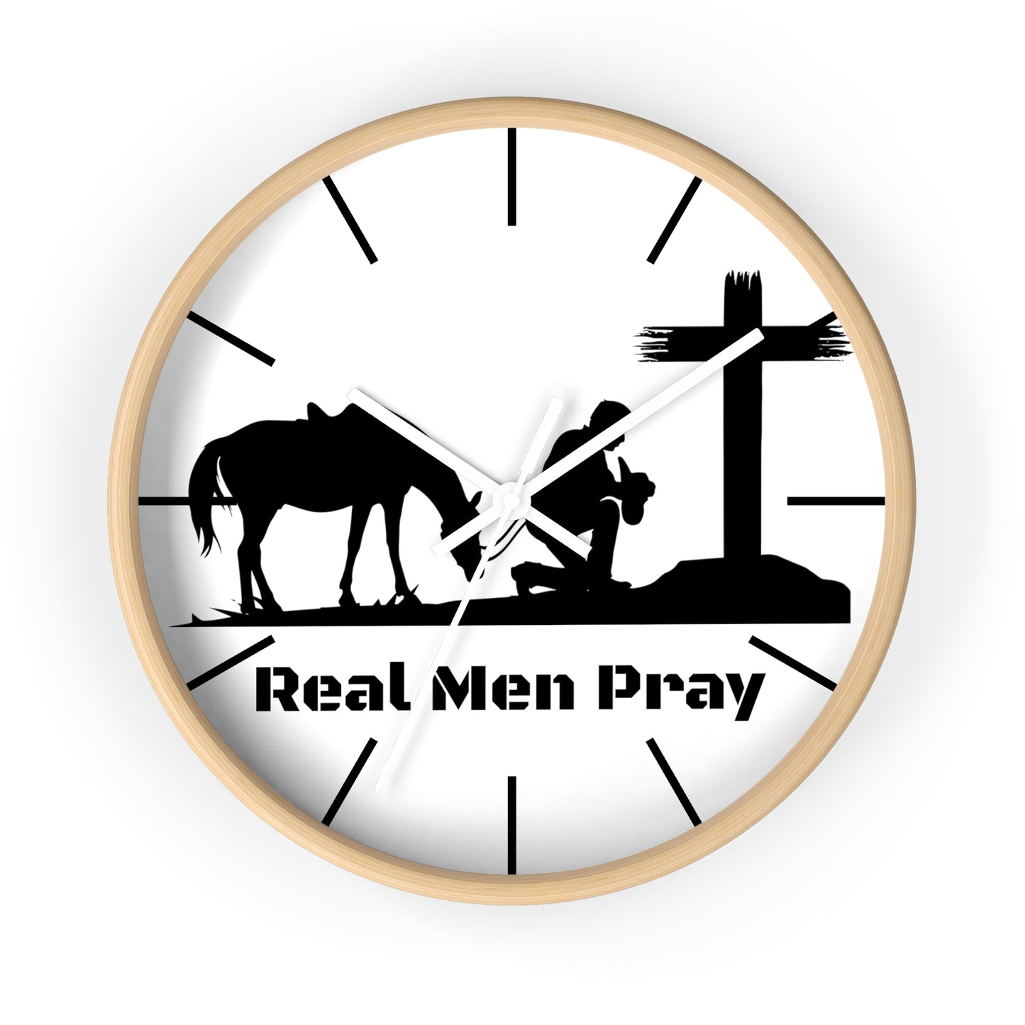 Real Men Pray Cowboys Wall clock