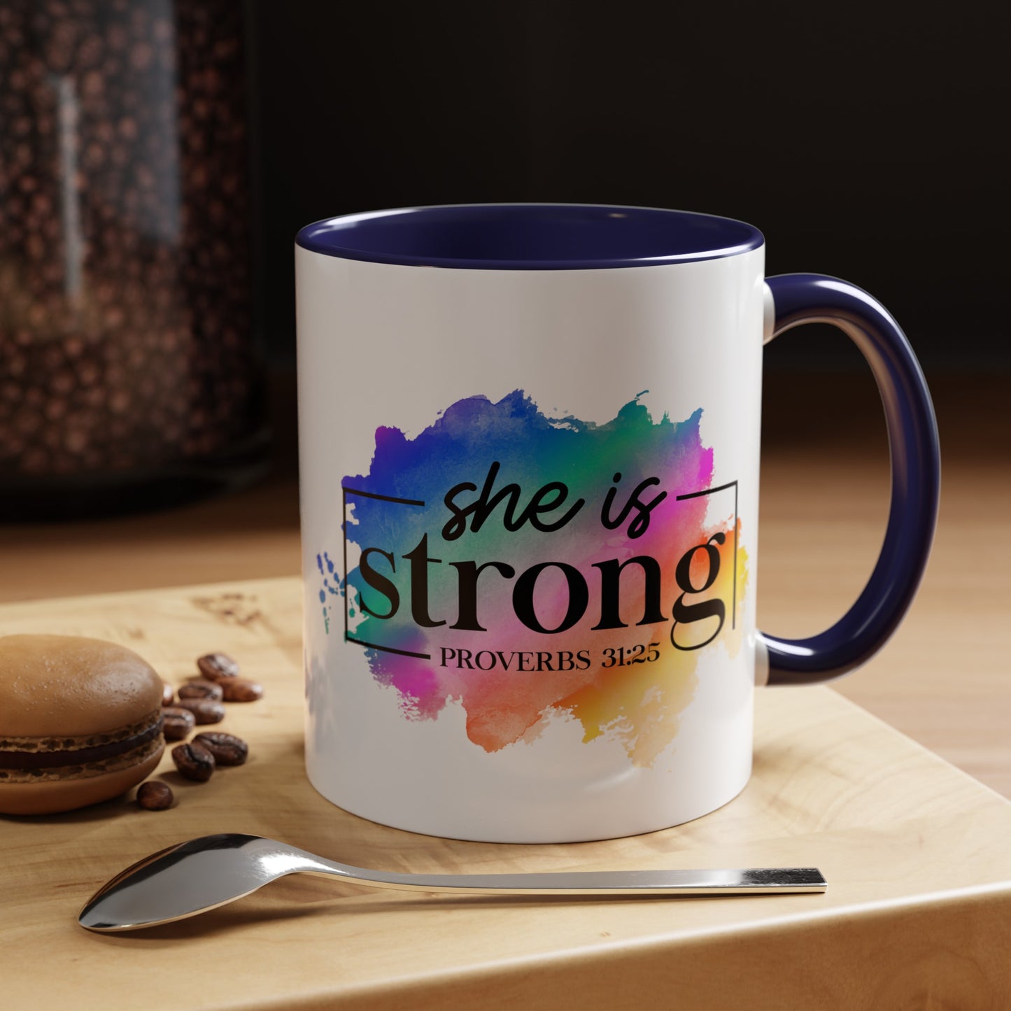 SHE IS STRONG - 5 Colors Accent Coffee Mug, 11oz