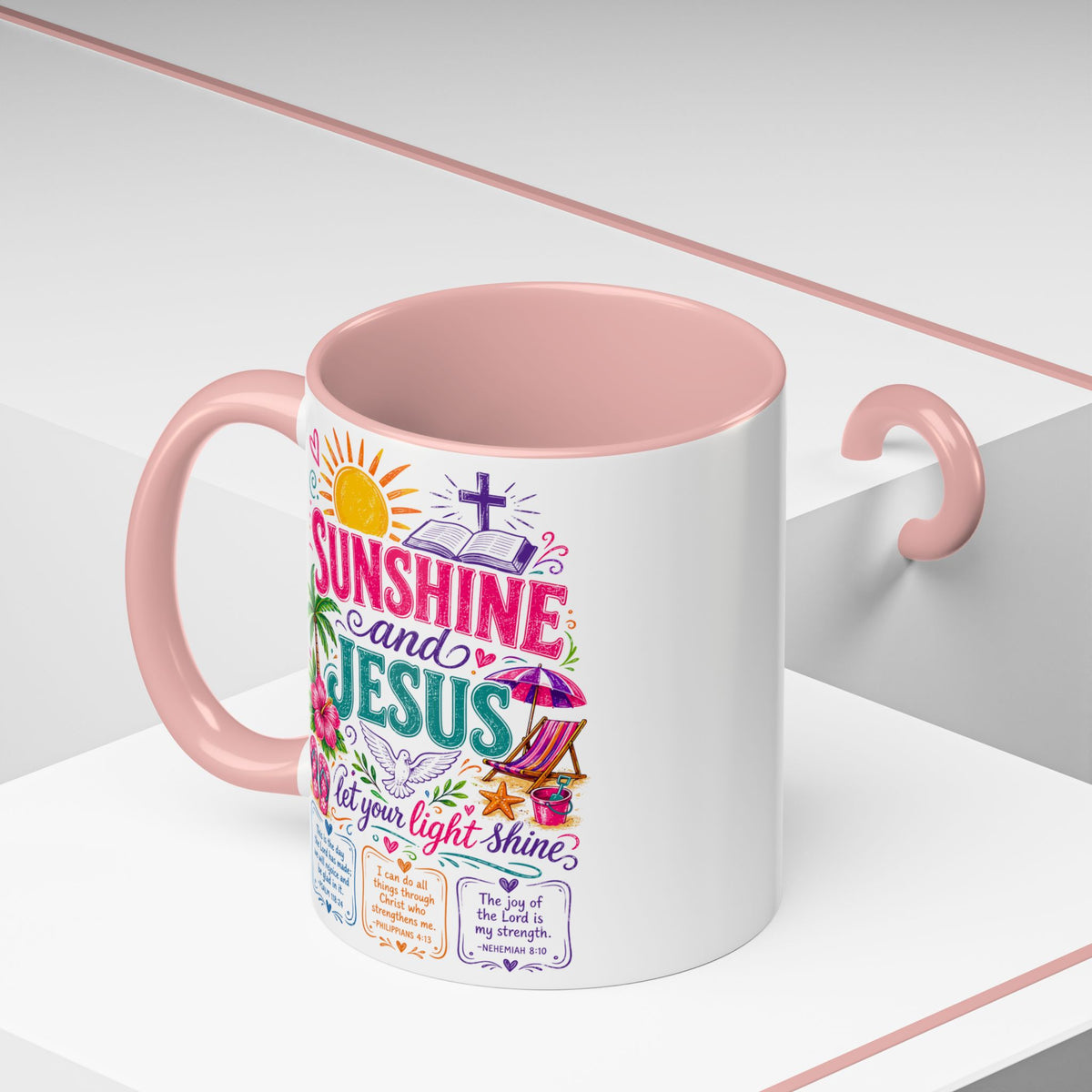 Sunshine and Jesus Coffee Mug — Faith-Inspired Beach Vibe Accent Mug (11/15oz)