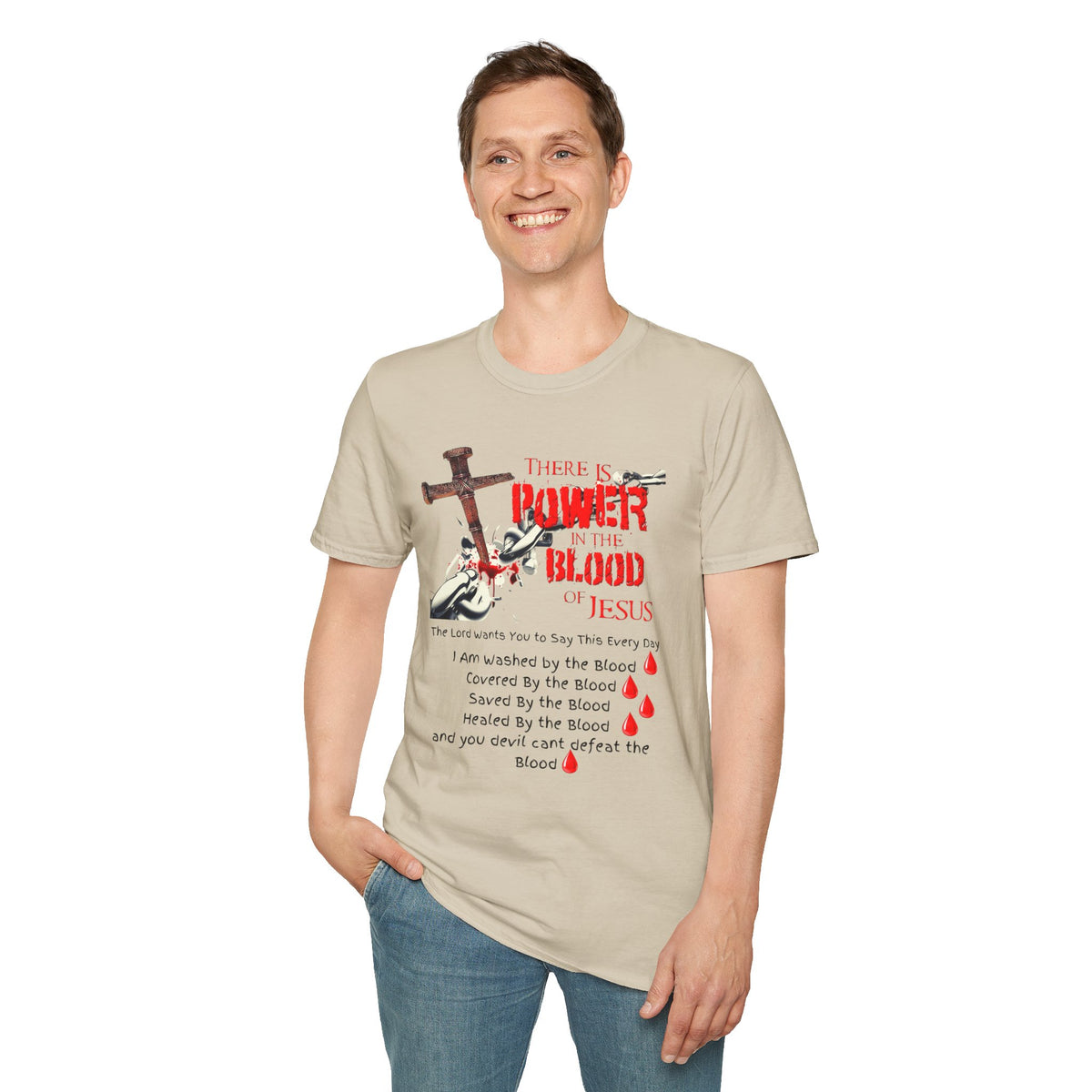 Jesus Blood Cross T-Shirt — "There Is Power In The Blood of Jesus" Christian Tee