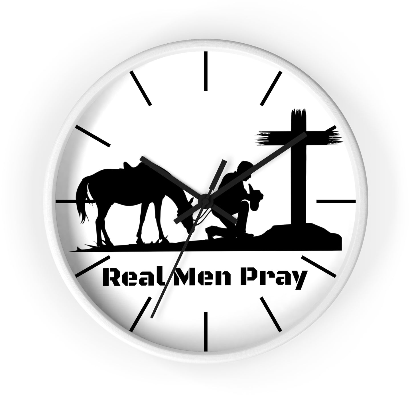 Real Men Pray Cowboys Wall clock