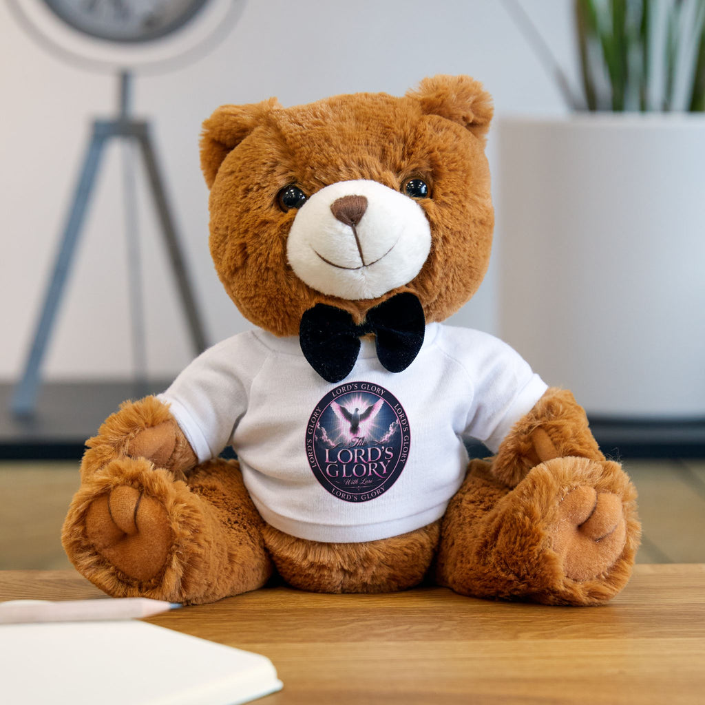 Plush Teddy Bear with 'Lords of Glory with Lori' Logo T-Shirt