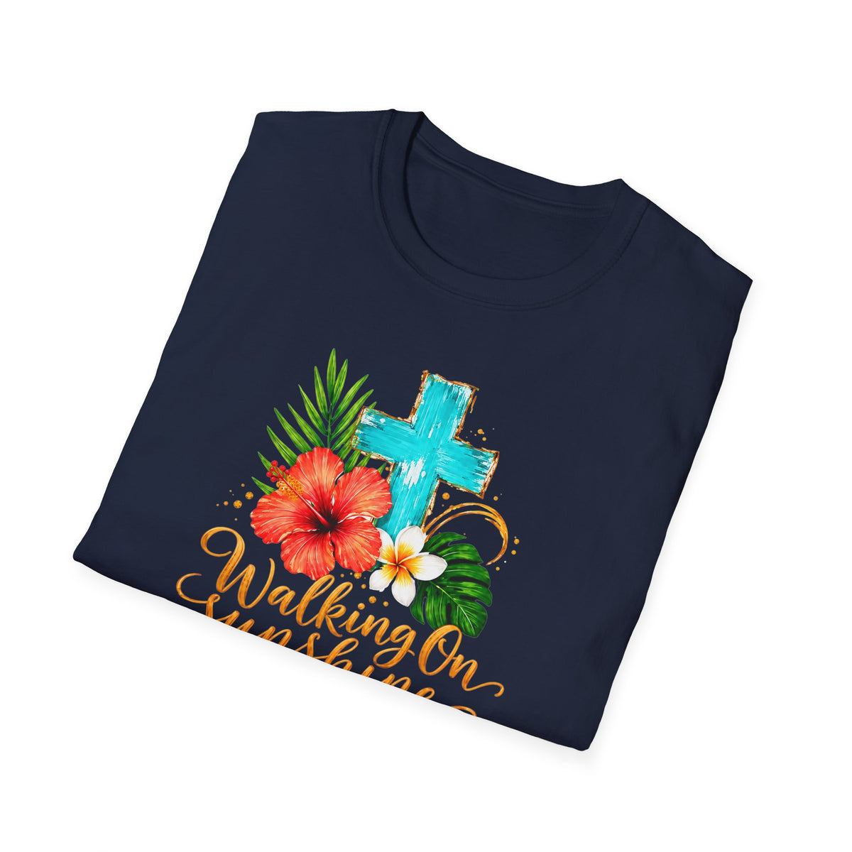 Walking on Sunshine & Jesus Floral Cross T-Shirt