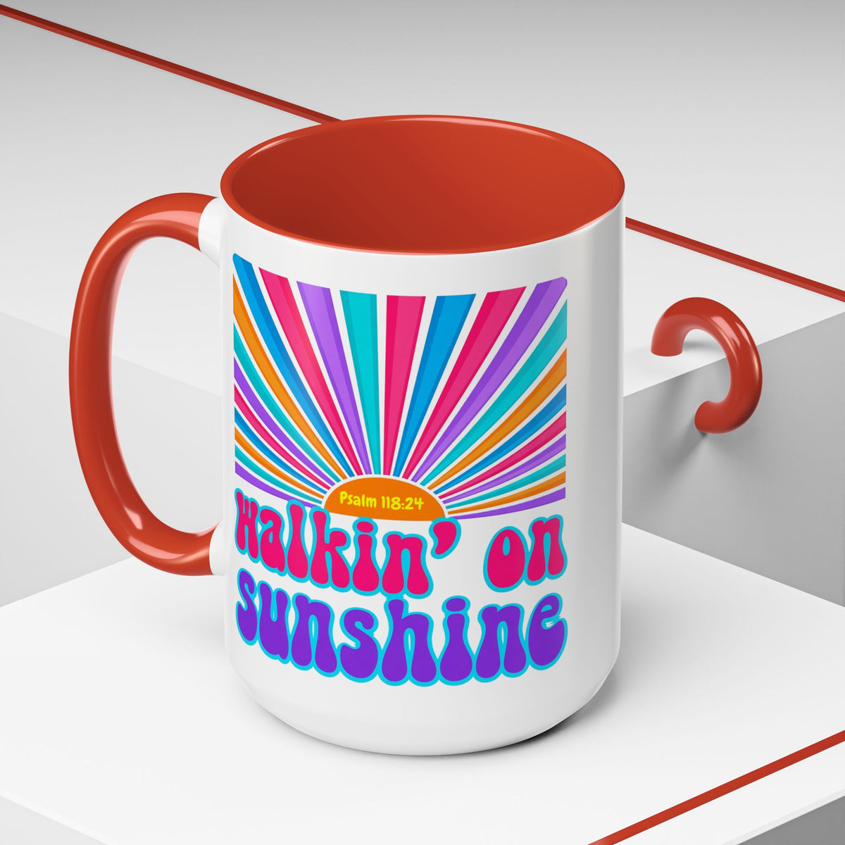 Coffee Mug — "Walkin' on Sunshine" Retro Psalm 118:24 Accent Mug