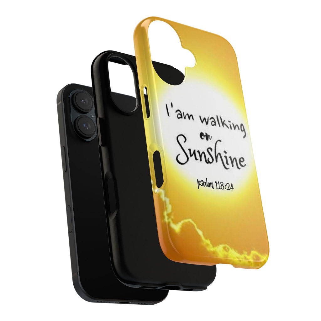 Walking on Sunshine Psalm 118:24 Christian Phone Case — Inspirational Yellow Tough Case