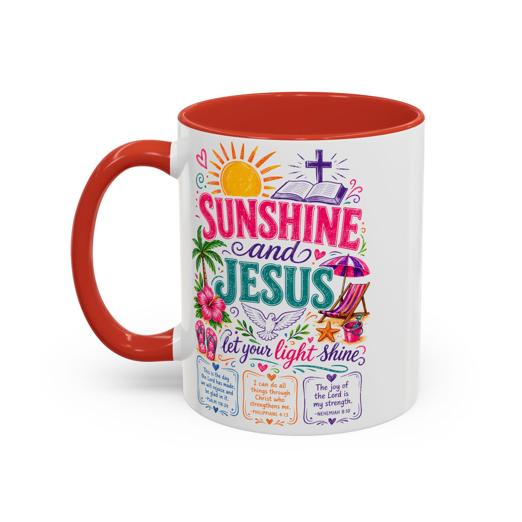 Sunshine and Jesus Coffee Mug — Faith-Inspired Beach Vibe Accent Mug (11/15oz)