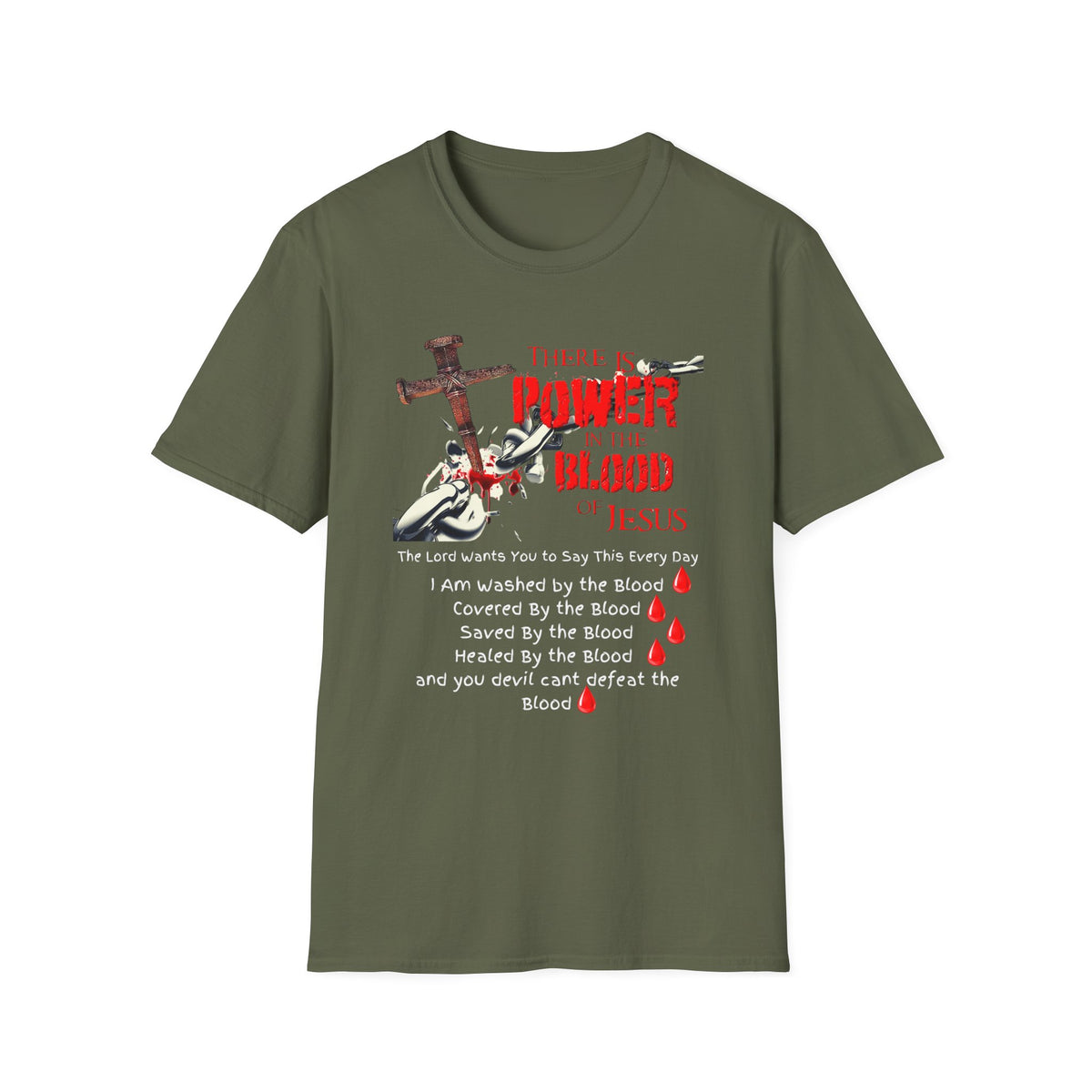 There's Power in the Blood of Jesus T-Shirt — Christian Cross Faith Shirt (Washed by the Blood)
