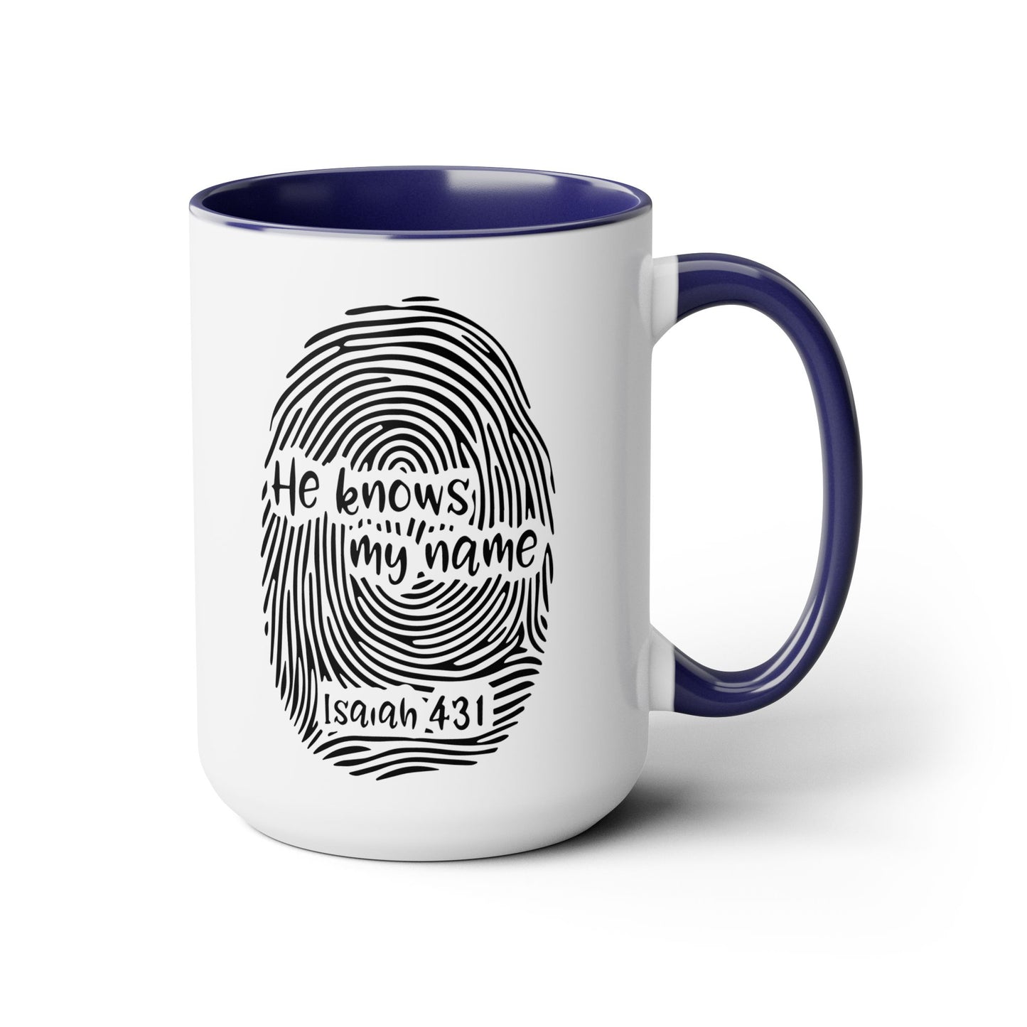 He Knows My Name - Two-Tone Coffee Mugs, 15oz