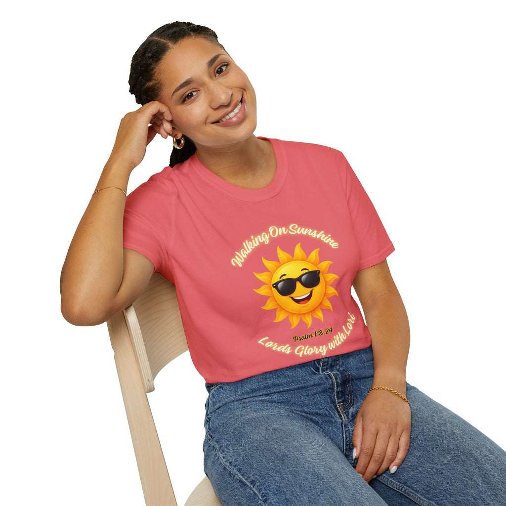 Sunshine Smiles T-Shirt — Sunglasses Sun with Psalm 118:24 Inspirational Tee