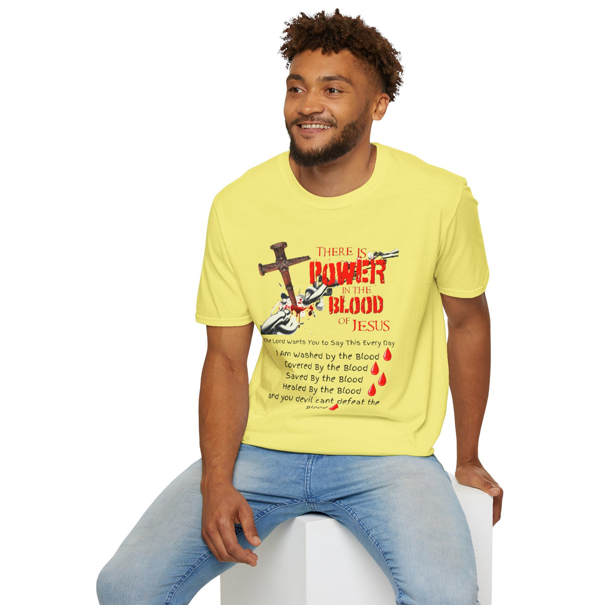 Jesus Blood Cross T-Shirt — "There Is Power In The Blood of Jesus" Christian Tee