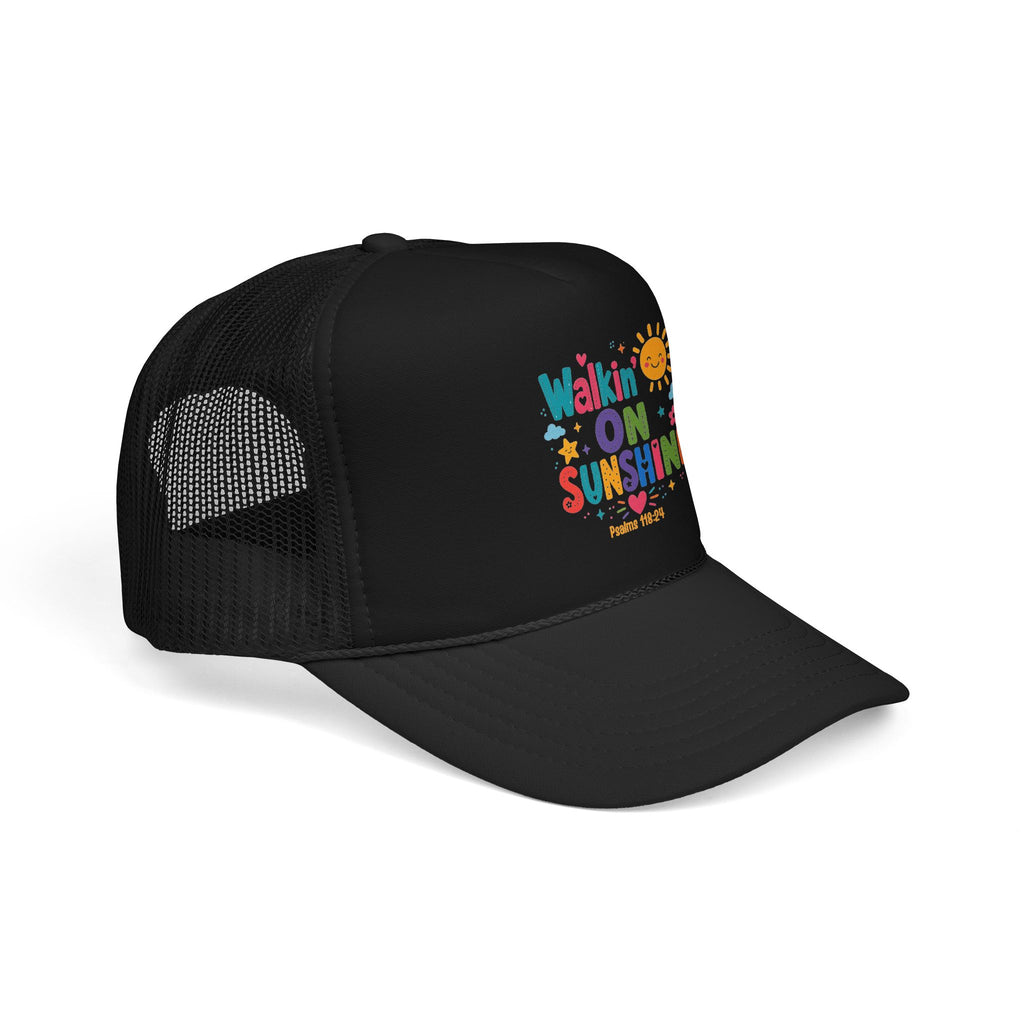 Walkin' on Sunshine Foam Trucker Hat — Retro Colorful Sunshine Design Psalm 118:24