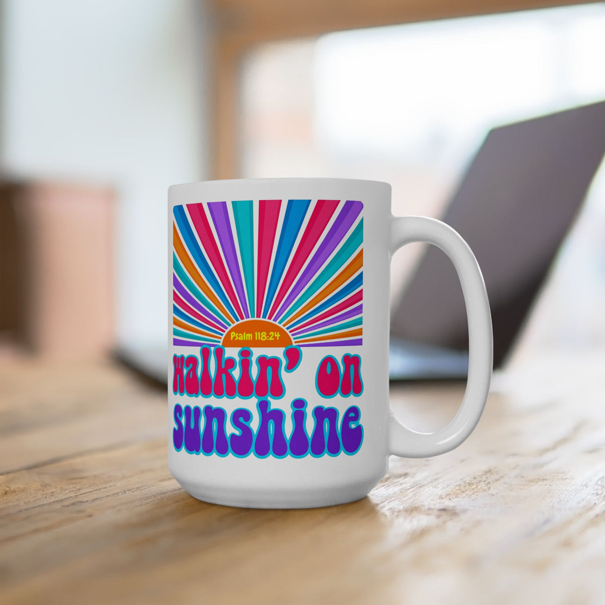 Walking on Sunshine Christian Coffee Mug — "Lord's Glory with Lori" Colorful Sunrise Faith Mug (11oz, 15oz)