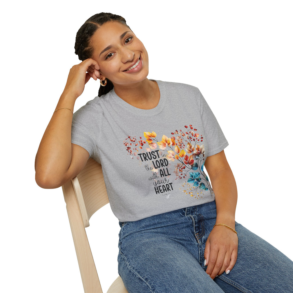 Trust the Lord with All Your Heart T-Shirt | Floral Scripture Design