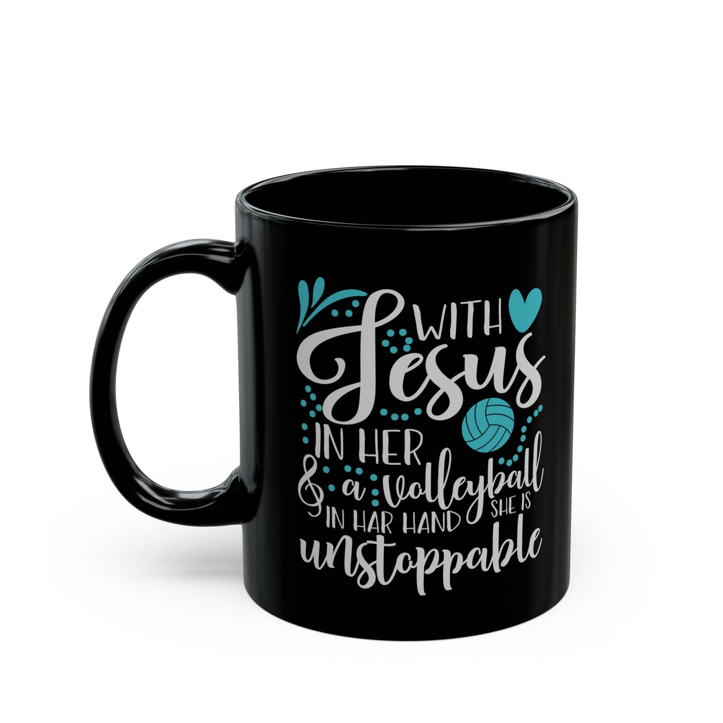 Jesus and Volleyball 11oz Black Mug