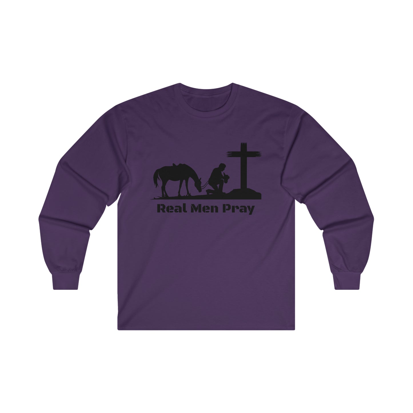 Real Men Pray Cowboys Front and Back Side - Ultra Cotton Long Sleeve Tee