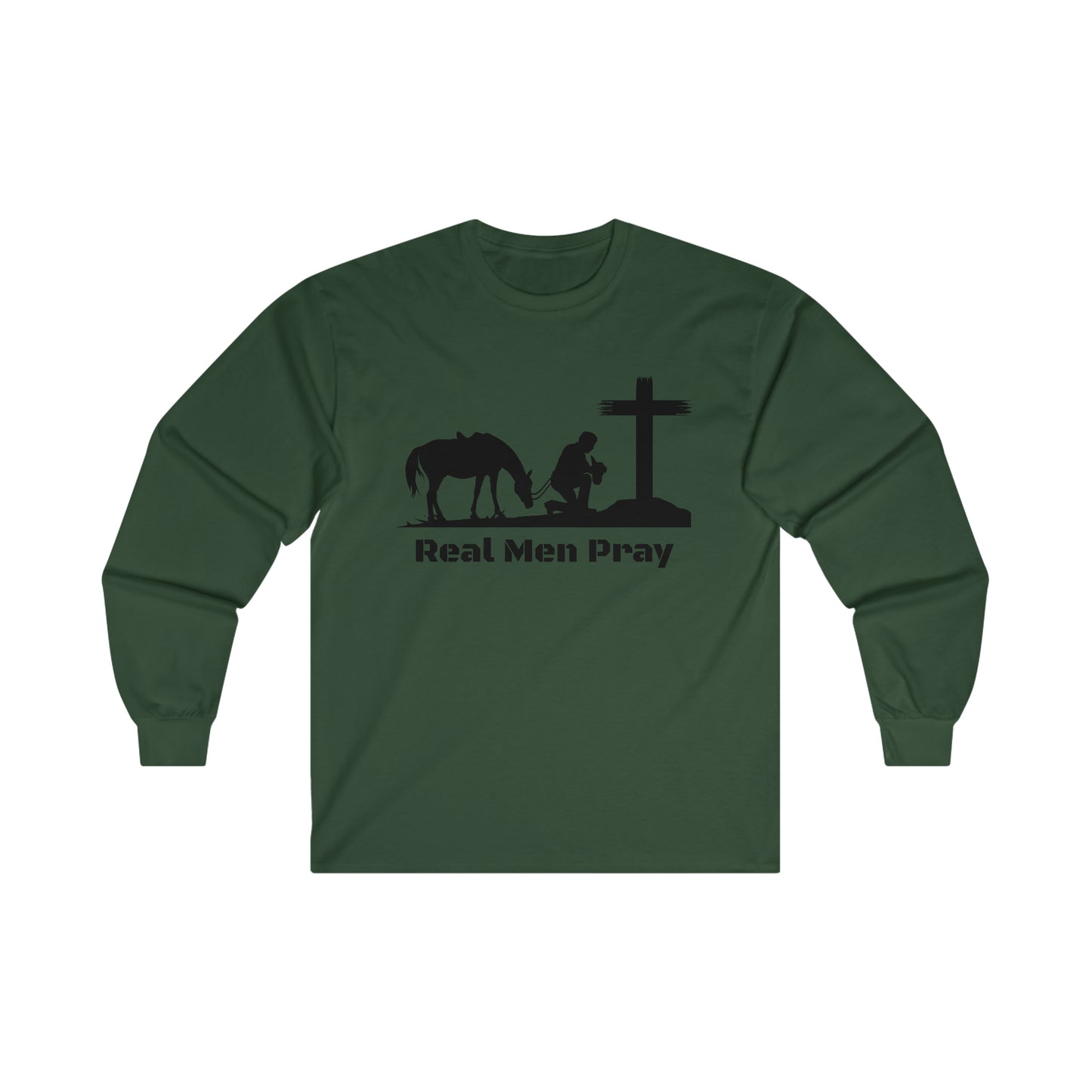 Real Men Pray Cowboys Front and Back Side - Ultra Cotton Long Sleeve Tee