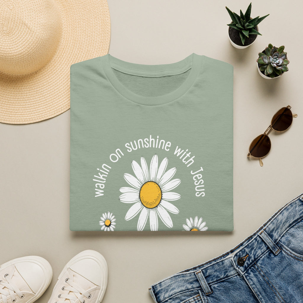 Be the Sunshine Daisy T-Shirt — "Walkin' on Sunshine with Jesus" Christian Tee (Psalm 118:24)