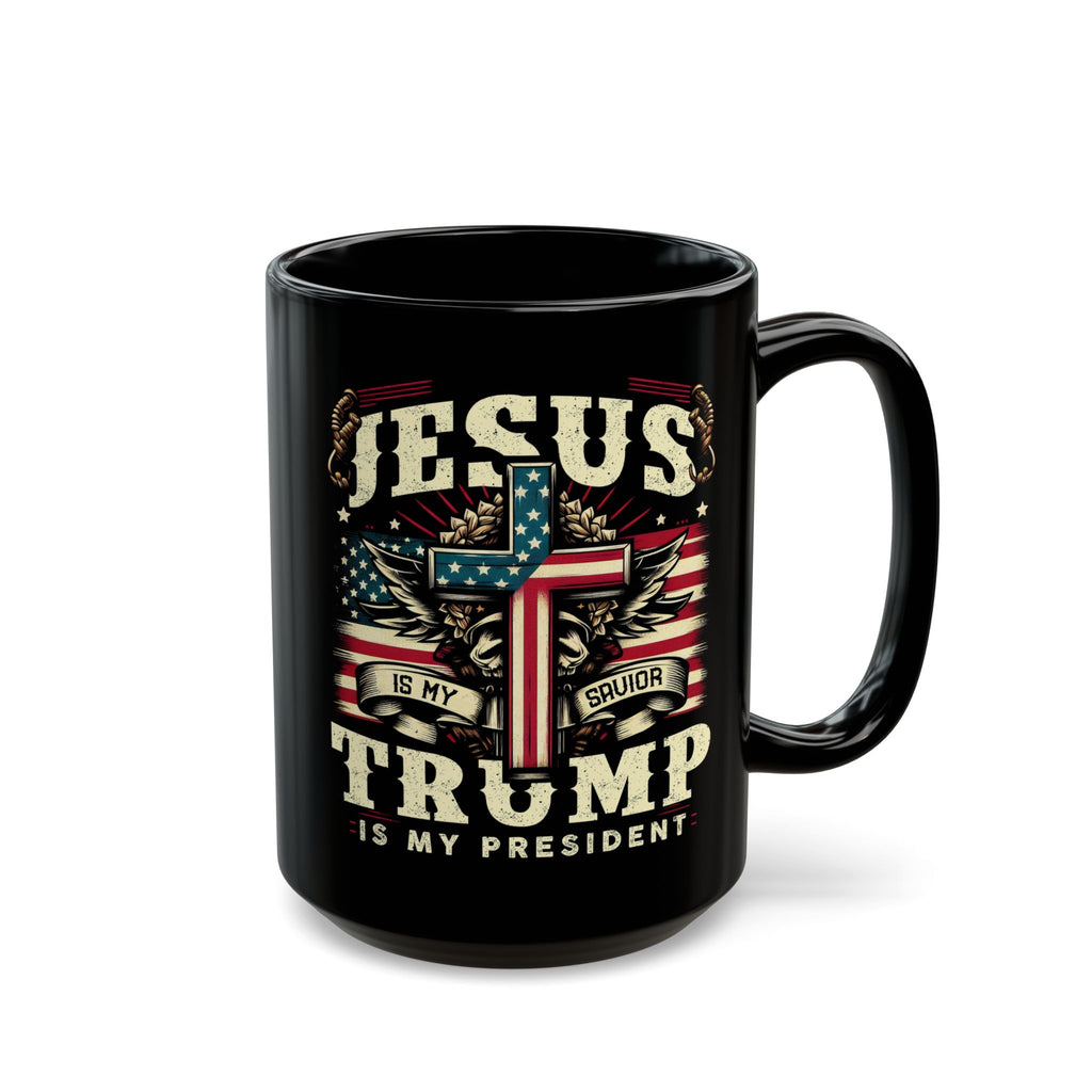 Jesus is My Savior Trump is My President Mug | Black Ceramic Coffee Cup