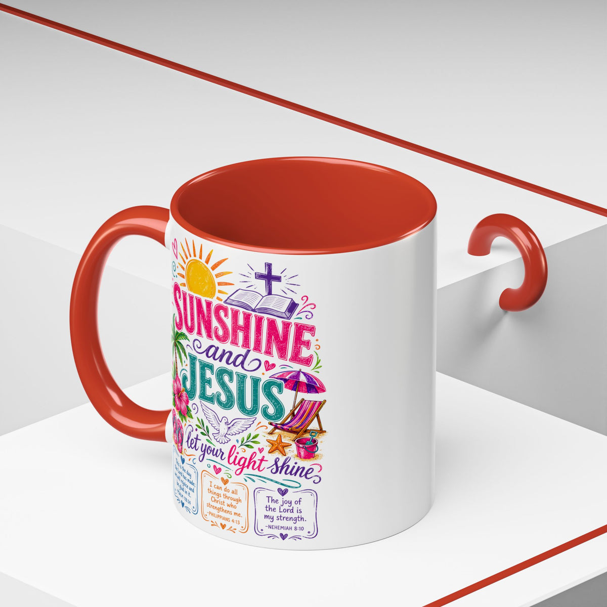Sunshine and Jesus Coffee Mug — Faith-Inspired Beach Vibe Accent Mug (11/15oz)