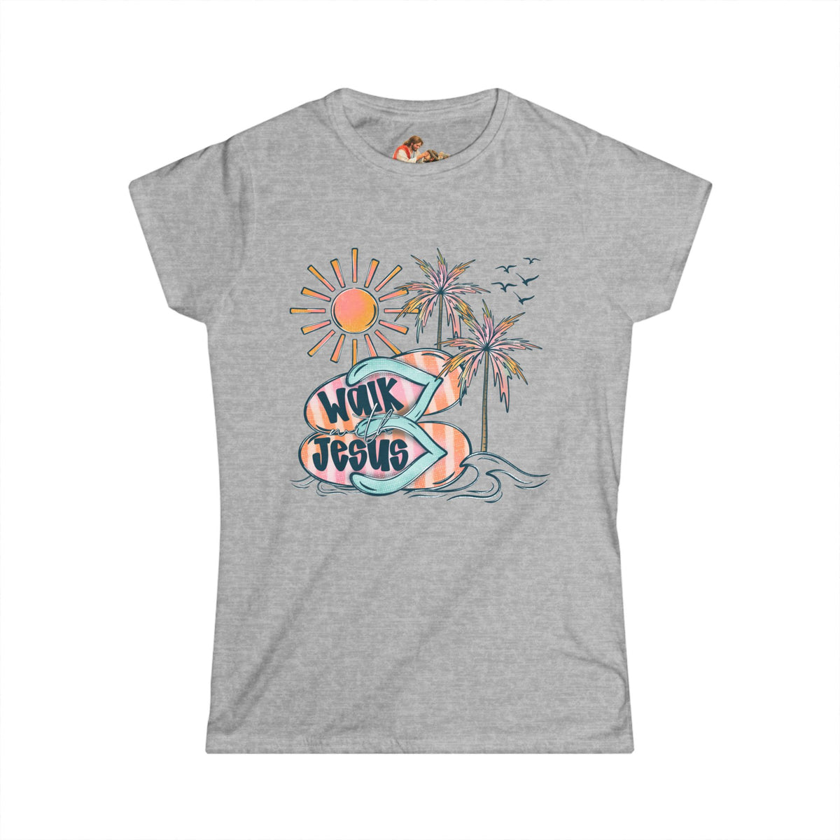Walk By Faith surf design Tee | Palm Trees, Sun, Beach Vibes