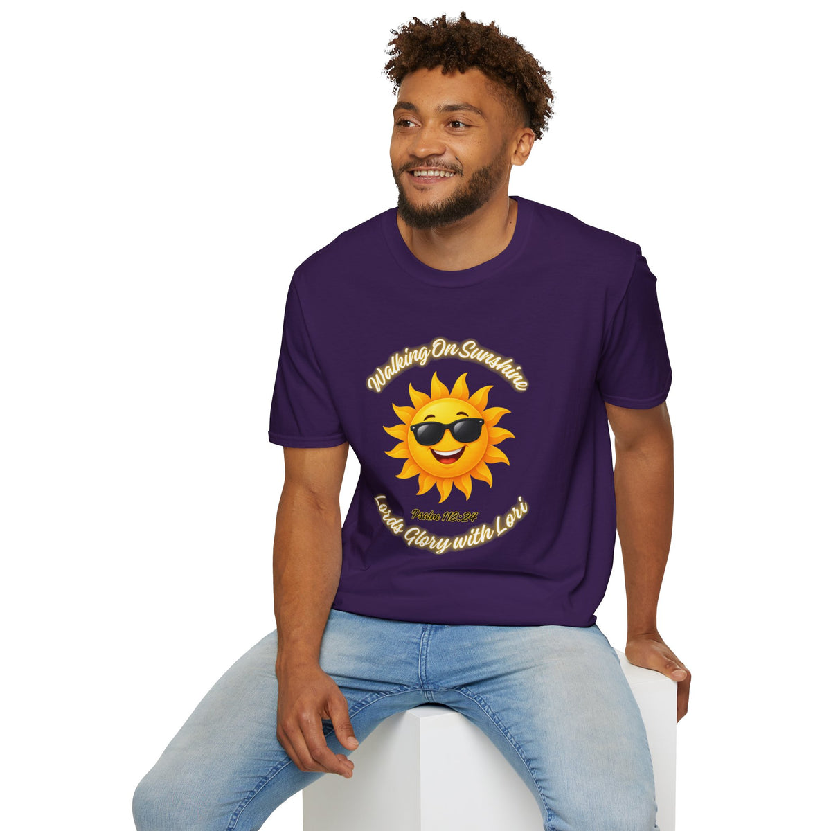 Sunshine Smiles T-Shirt — Sunglasses Sun with Psalm 118:24 Inspirational Tee