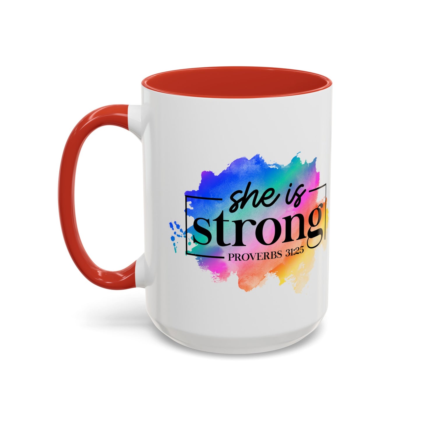 SHE IS STRONG - 5 Colors Accent Coffee Mug, 11oz