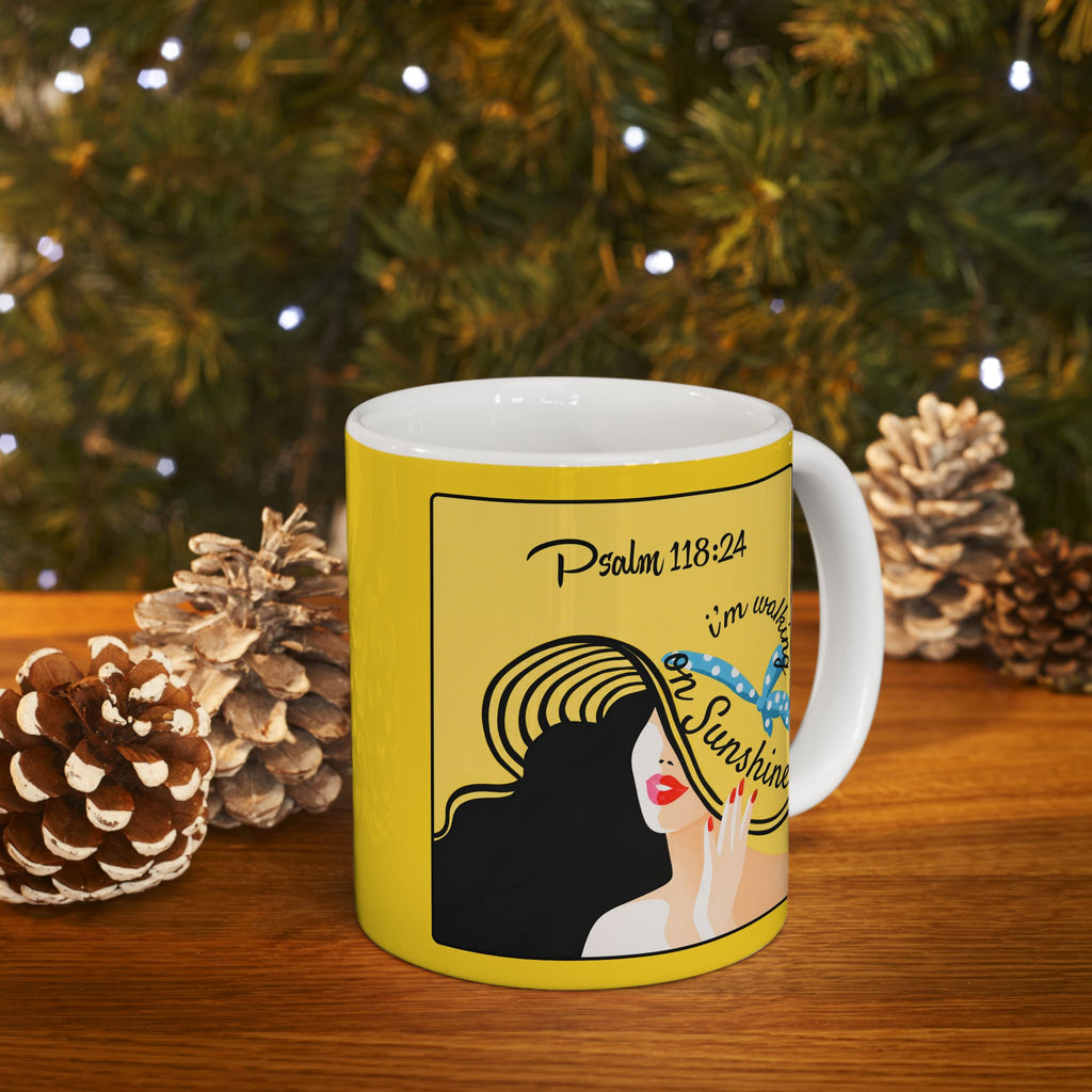 Lords Glory Psalm 118:24 Sunshine Ceramic Mug – Inspirational ‘Walking on Sunshine’ Design (11oz, 15oz)